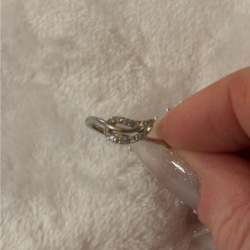 Sterling Silver Leaf Plant CZ Ring Size 7 3/4
